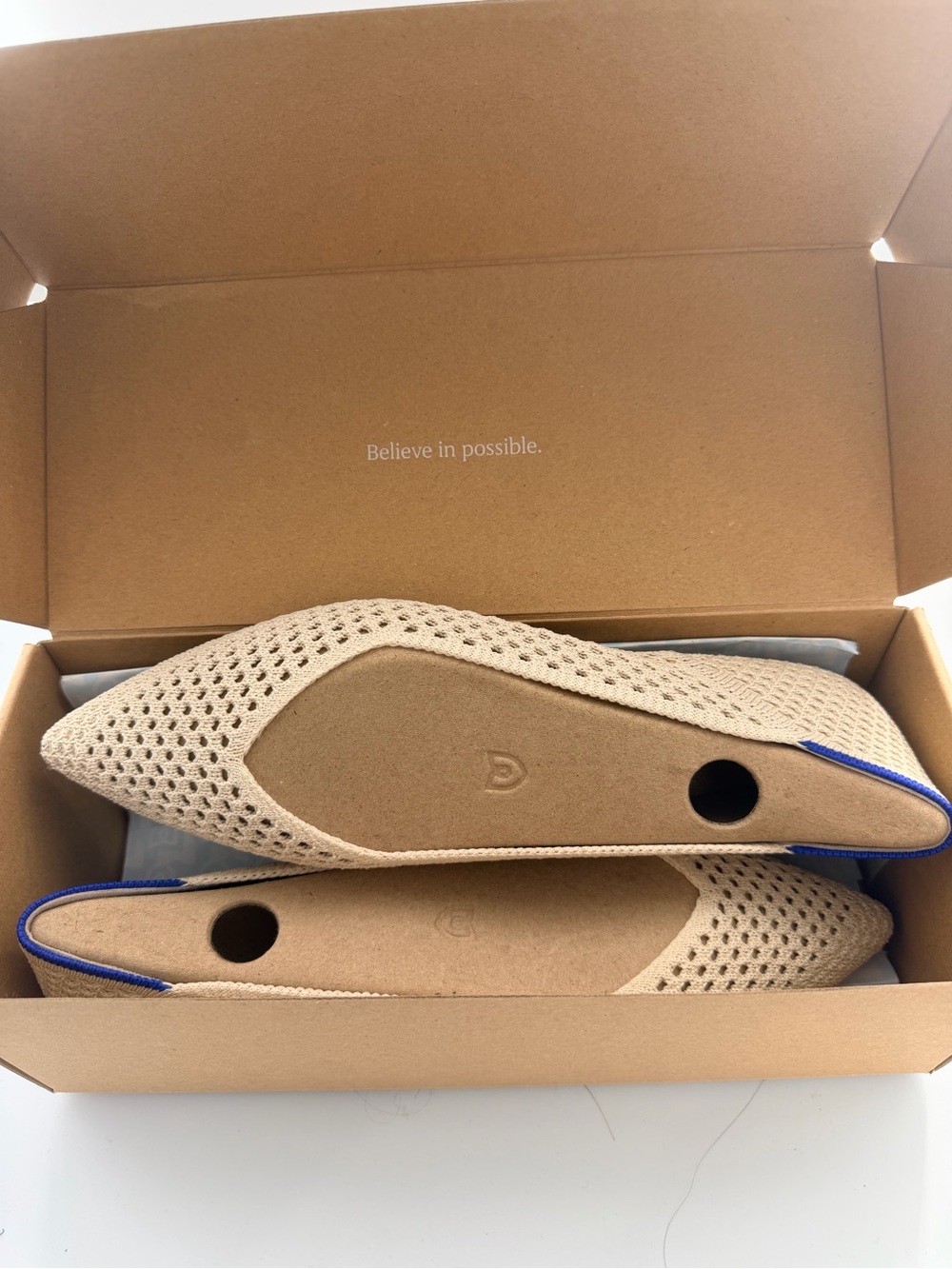 Rothy's The Point II Pointed Toe Flats Off White Mesh Size 7